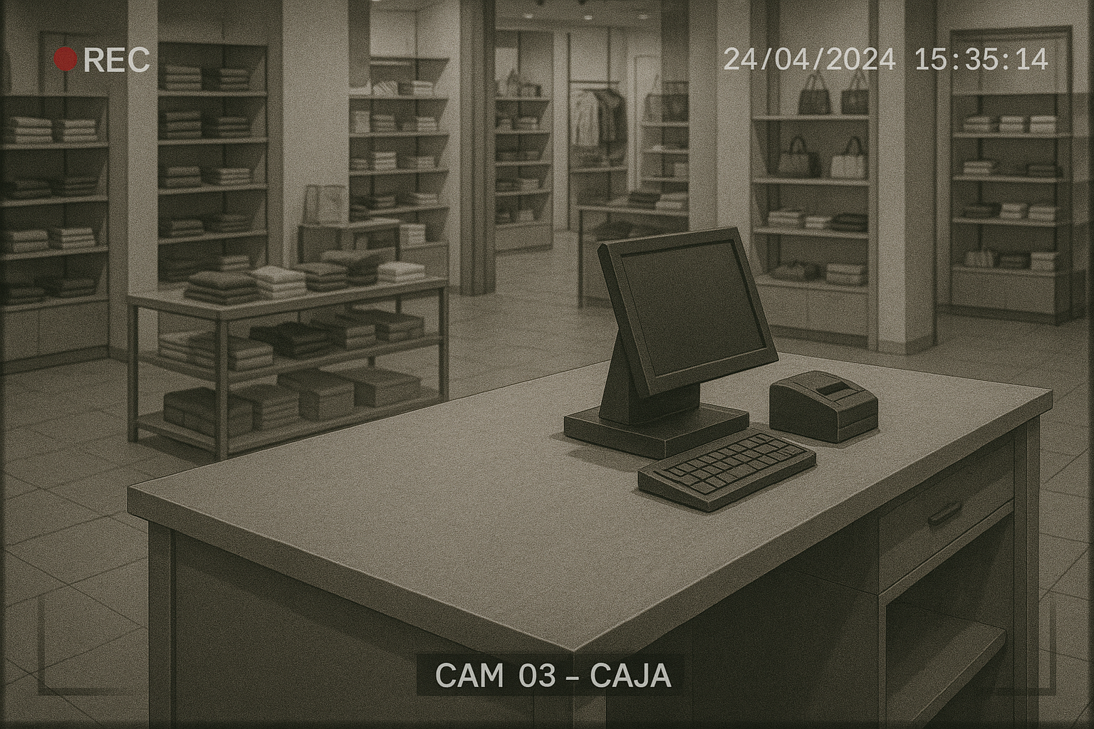 Cámara supervisando la zona de caja y TPV