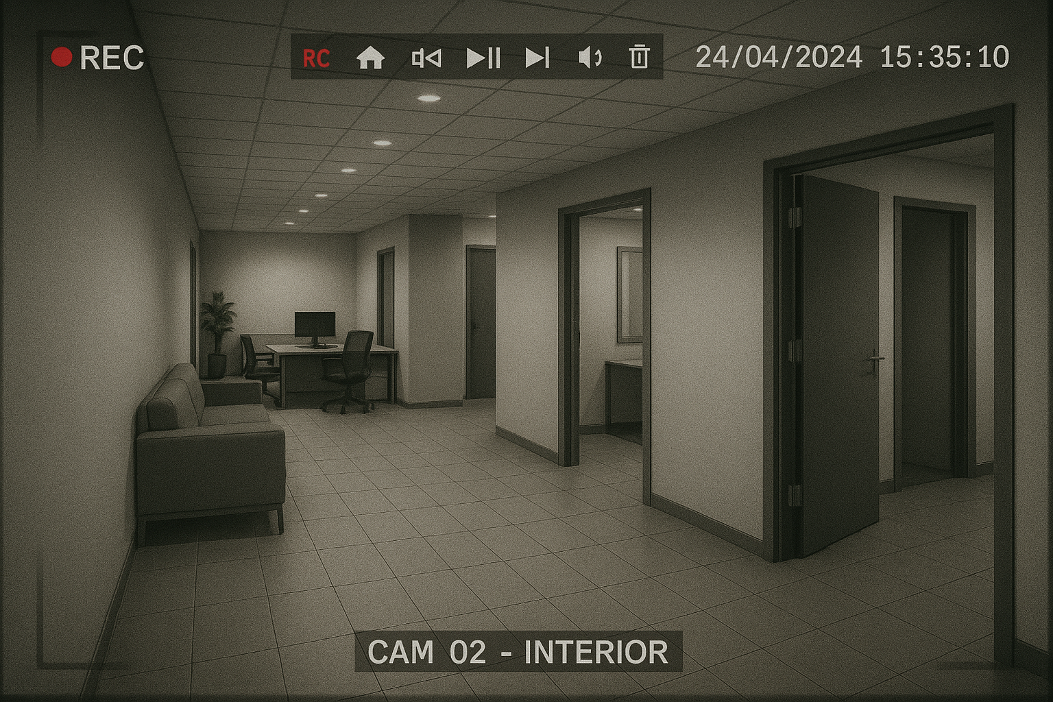 Cámara de seguridad en el interior de oficina o local